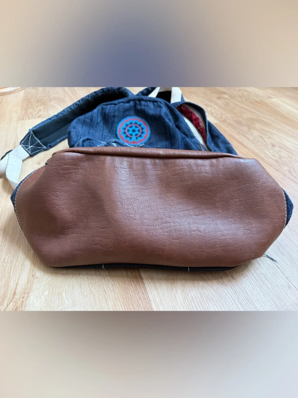 Rare Steve Madden Denim Patch Backpack Blue Red Bandana USA Aztec $108 unisex